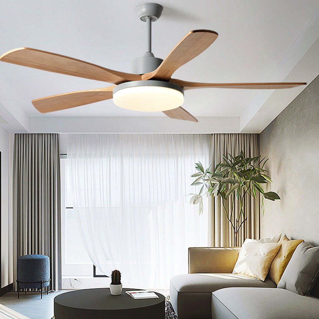 Dimmable Nordic Style White LED Ceiling Fan Light with Remote Control for Living Room