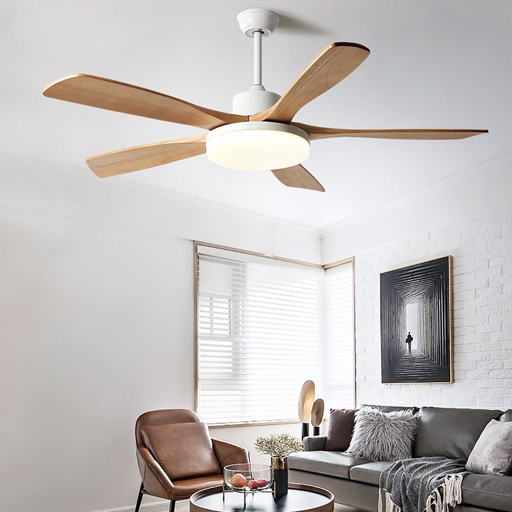 Dimmable Nordic Style White LED Ceiling Fan Light with Remote Control for Living Room