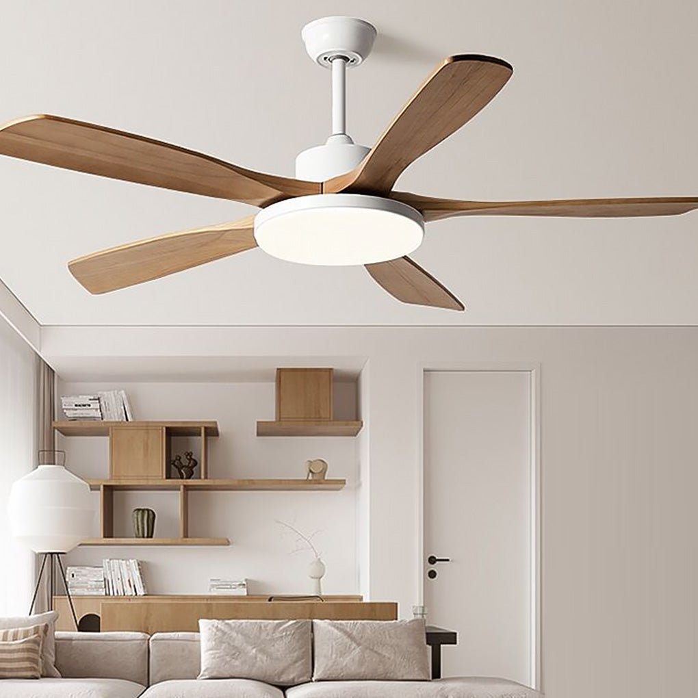 Dimmable Nordic Style White LED Ceiling Fan Light with Remote Control for Living Room