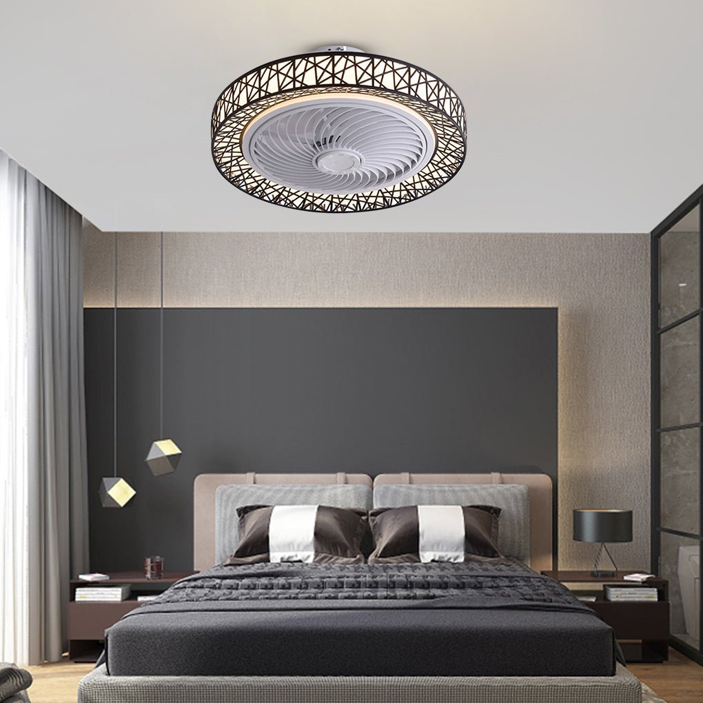Minimalist Three-Color Dimming Bladeless Ceiling Fan Lamp in Nordic Style