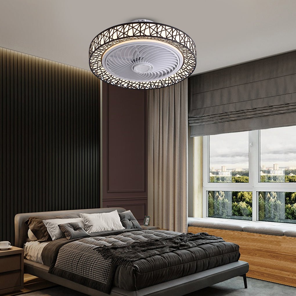 Minimalist Three-Color Dimming Bladeless Ceiling Fan Lamp in Nordic Style