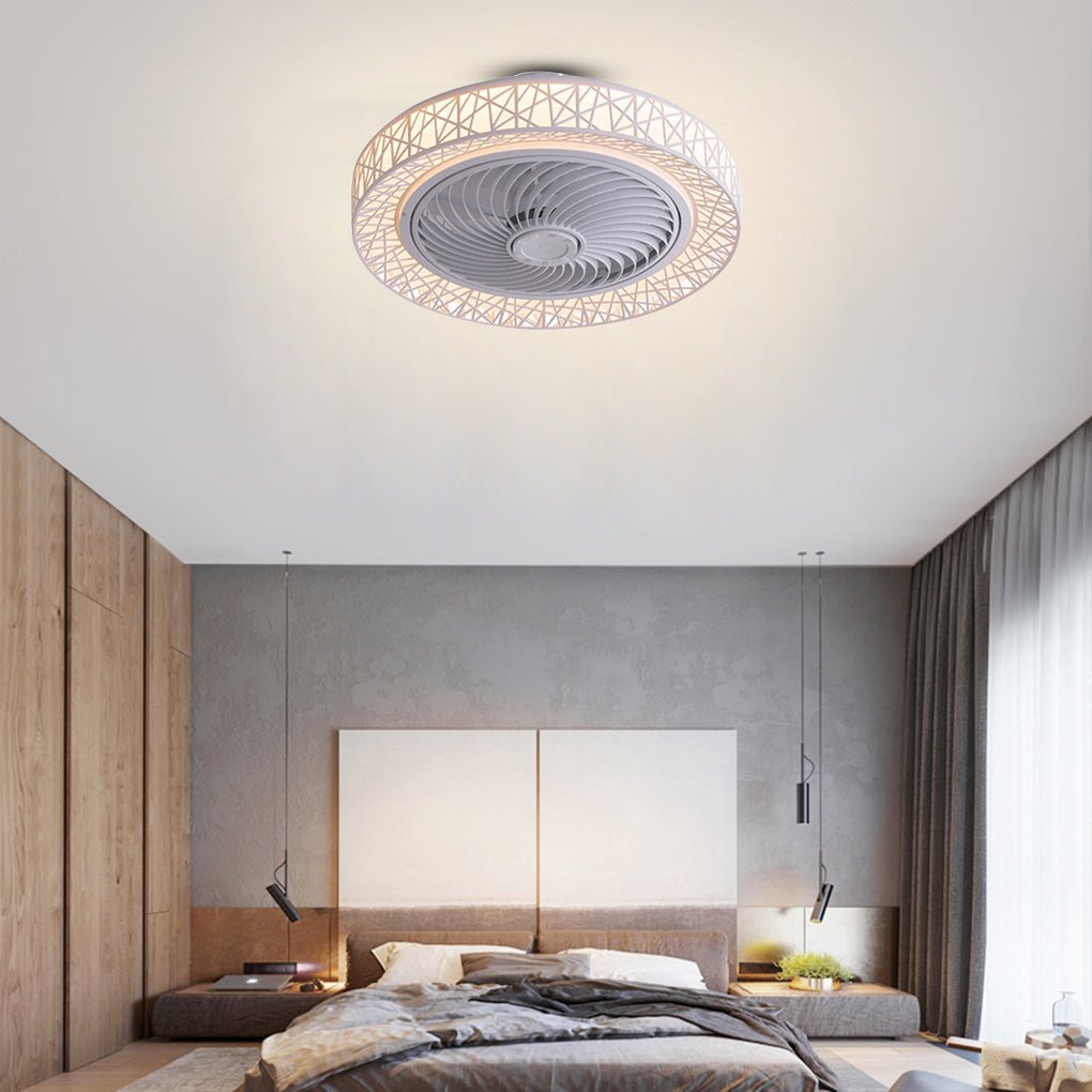 Minimalist Three-Color Dimming Bladeless Ceiling Fan Lamp in Nordic Style