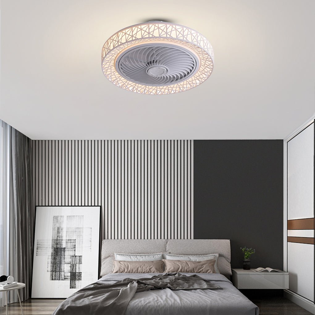 Minimalist Three-Color Dimming Bladeless Ceiling Fan Lamp in Nordic Style