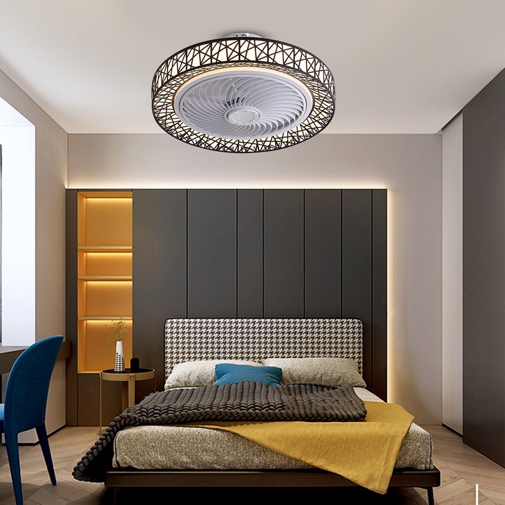 Minimalist Three-Color Dimming Bladeless Ceiling Fan Lamp in Nordic Style