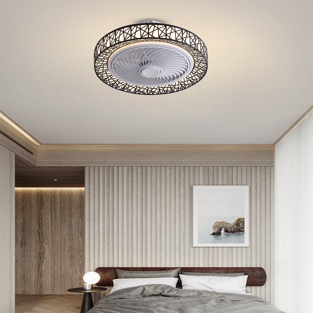 Minimalist Three-Color Dimming Bladeless Ceiling Fan Lamp in Nordic Style