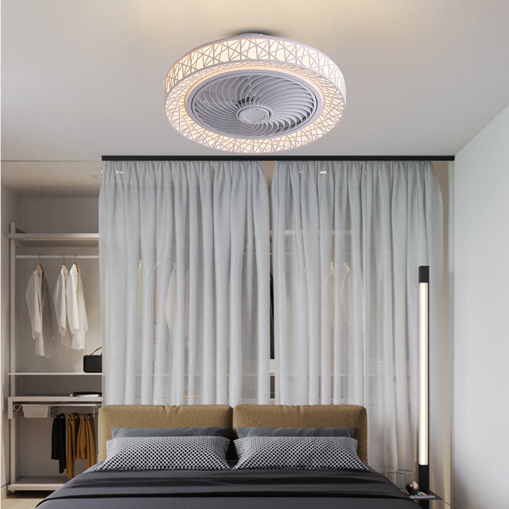 Minimalist Three-Color Dimming Bladeless Ceiling Fan Lamp in Nordic Style