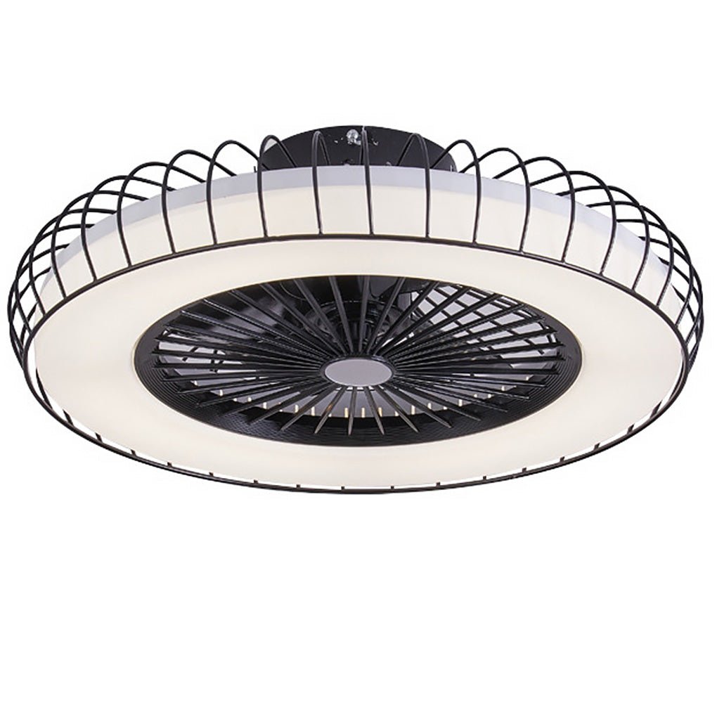 Nordic Bladeless Ceiling Fan Lamp with Stepless Dimming - White Design