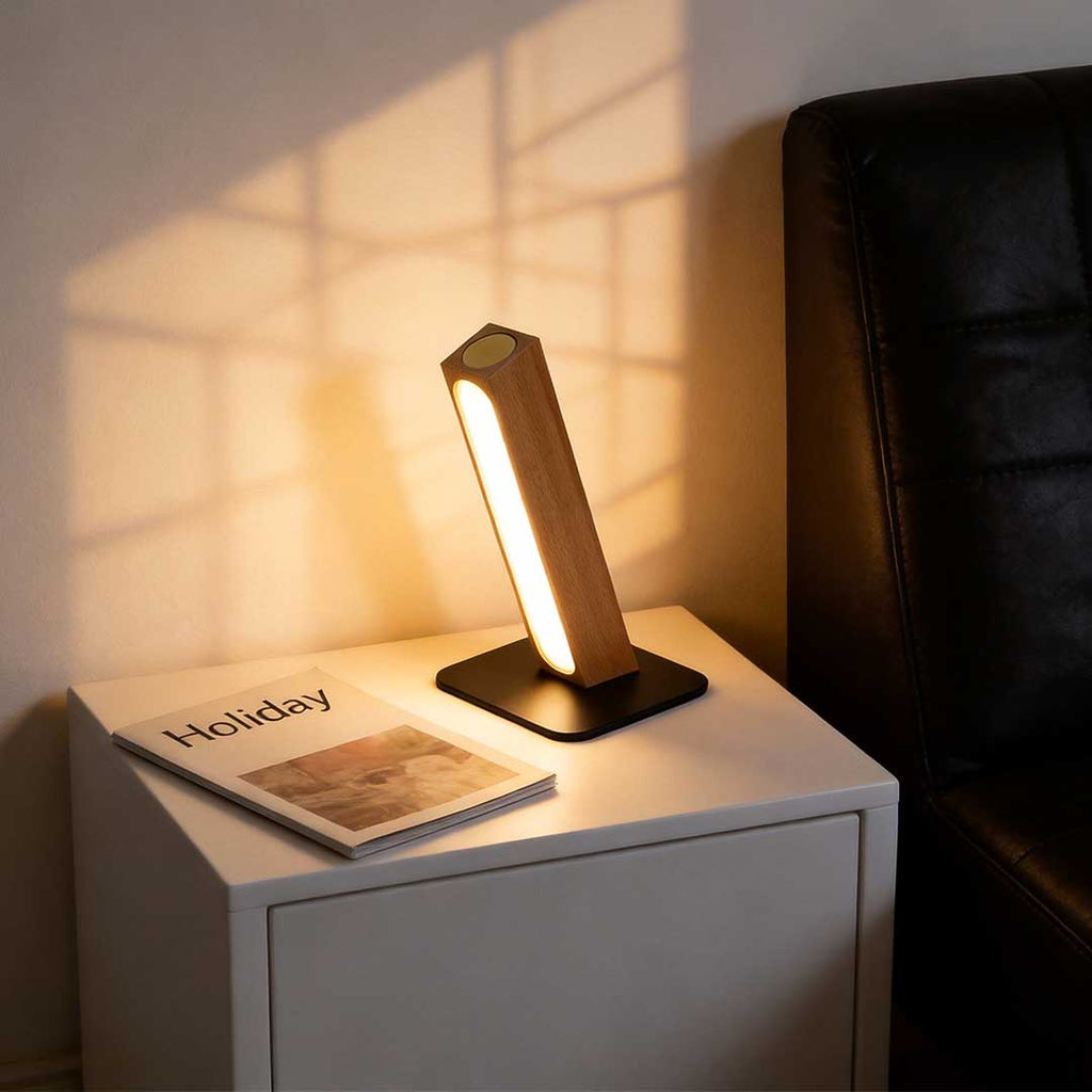 Scandinavian Dual Magnetic Wooden LED Touch-Control Desk Lamp for Home Office