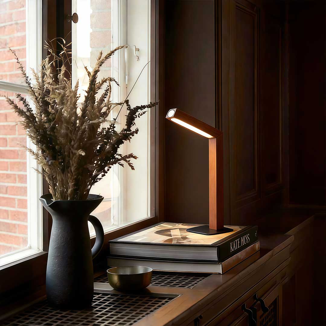 Scandinavian Dual Magnetic Wooden LED Touch-Control Desk Lamp for Home Office