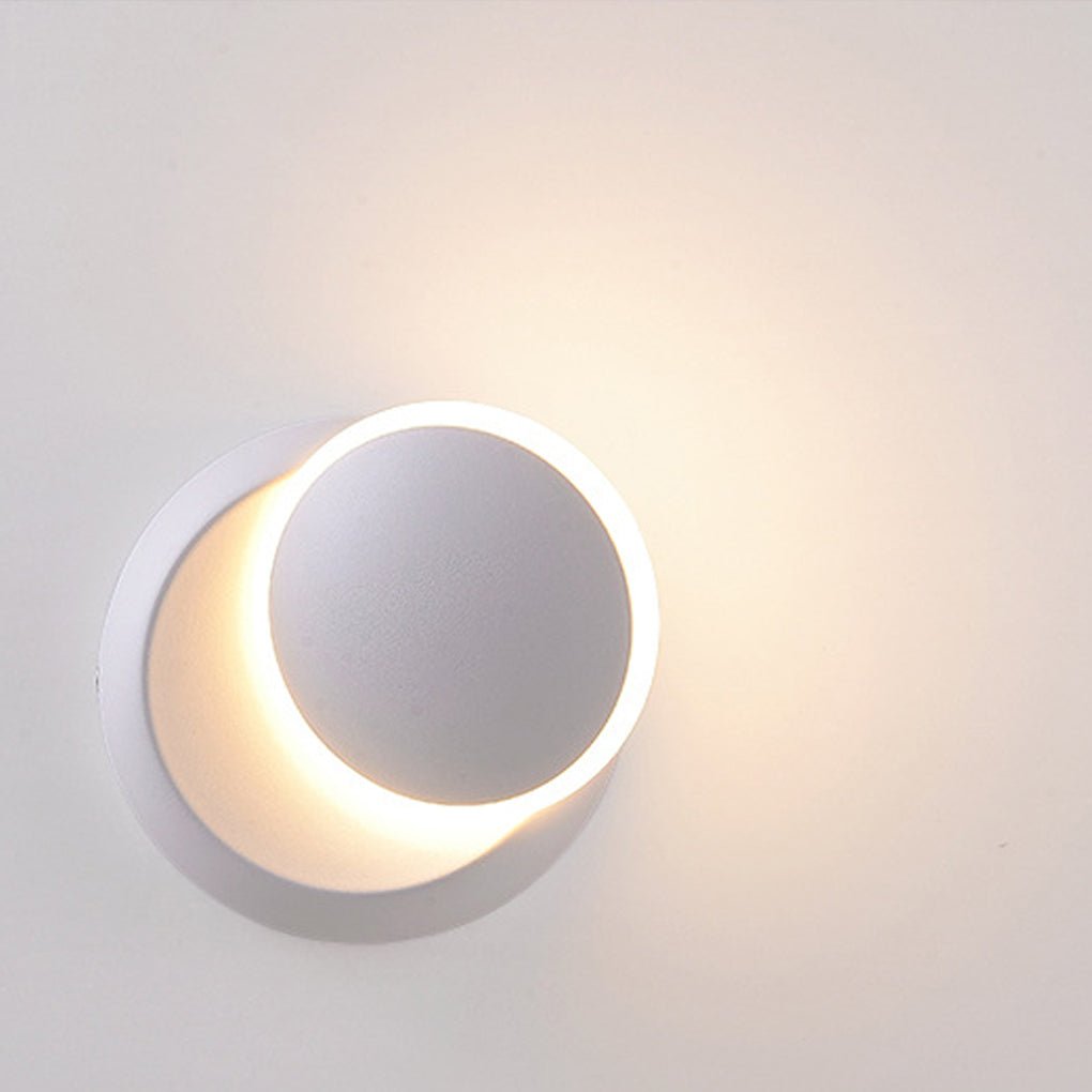 Nordic Minimalist Rotatable LED Round Wall Light in White for Living Rooms