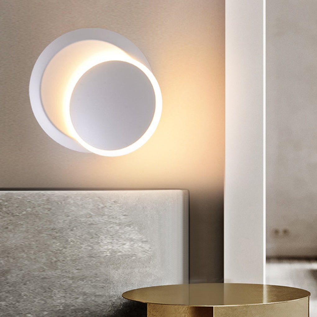 Nordic Minimalist Rotatable LED Round Wall Light in White for Living Rooms