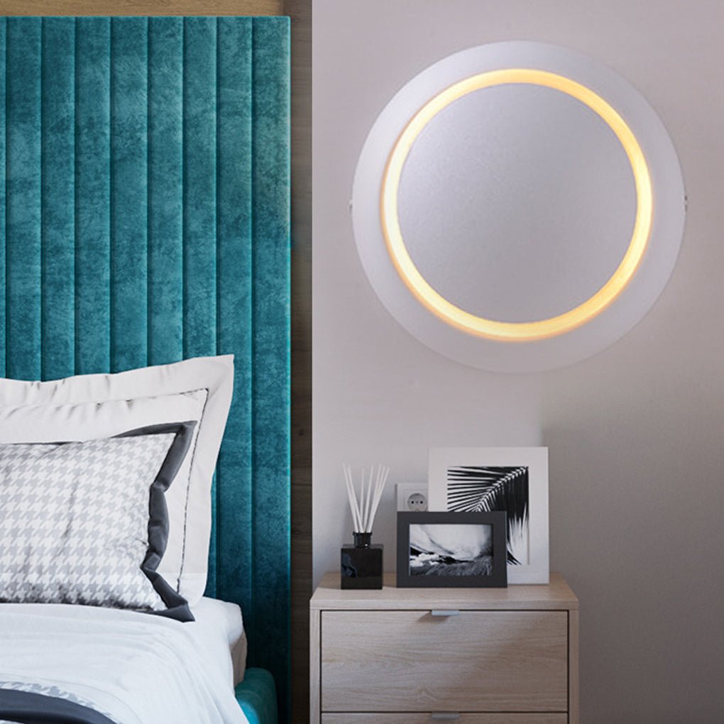 Nordic Minimalist Rotatable LED Round Wall Light in White for Living Rooms