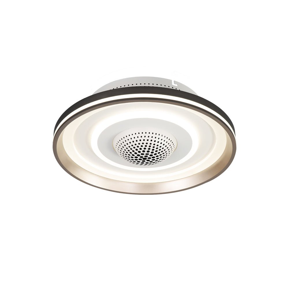 Modern Bladeless Round LED Ceiling Fan with Stylish Light Fixture, White