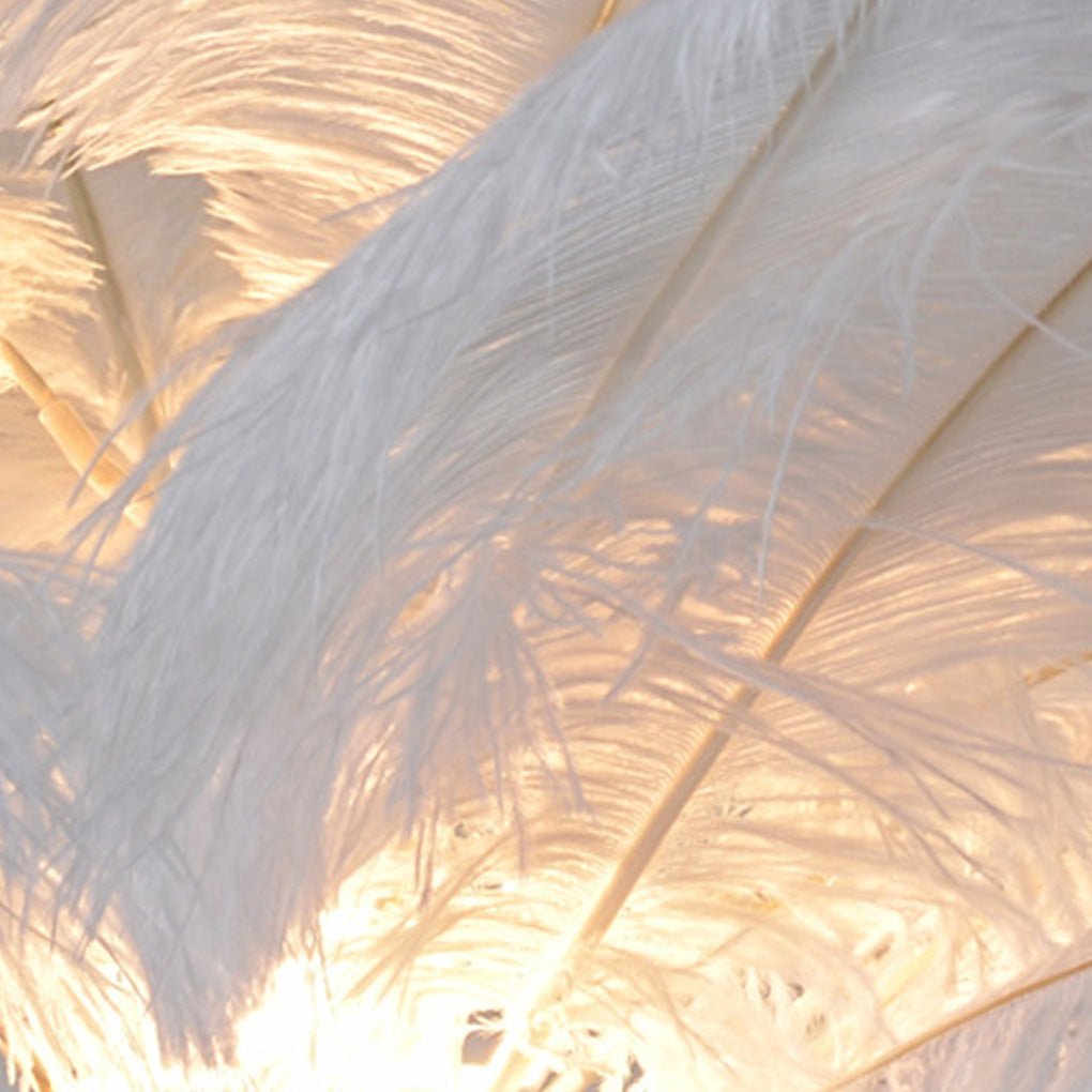 Elegant 30-Inch White Ostrich Feather Floor Lamp for Living Room Decor