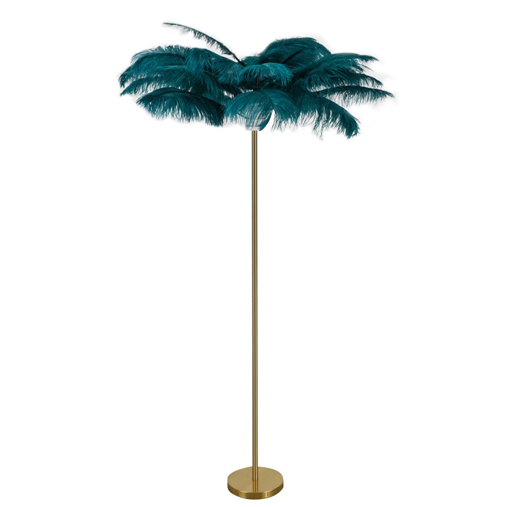 Elegant 30-Inch White Ostrich Feather Floor Lamp for Living Room Decor