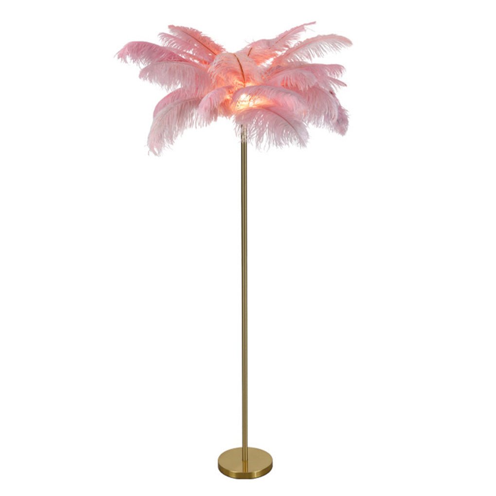 Elegant 30-Inch White Ostrich Feather Floor Lamp for Living Room Decor