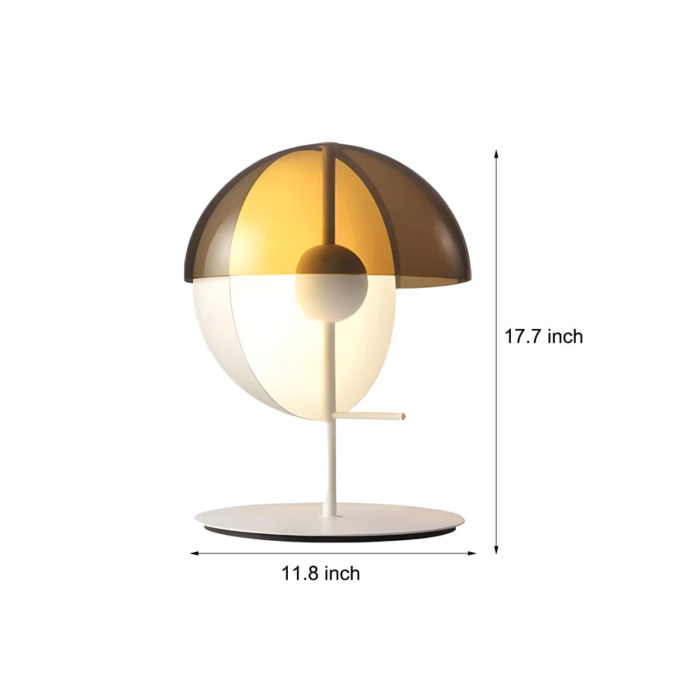 Amber Glass LED Table Lamp with Two Half-Spheres for Modern Living Room