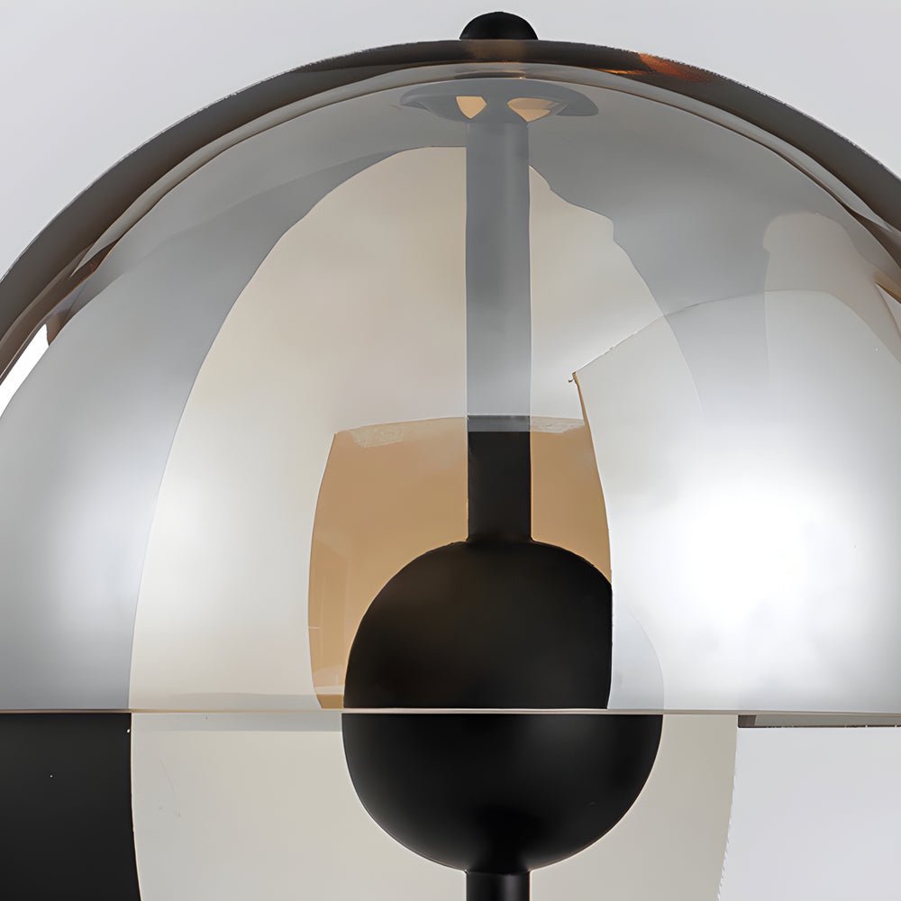 Amber Glass LED Table Lamp with Two Half-Spheres for Modern Living Room