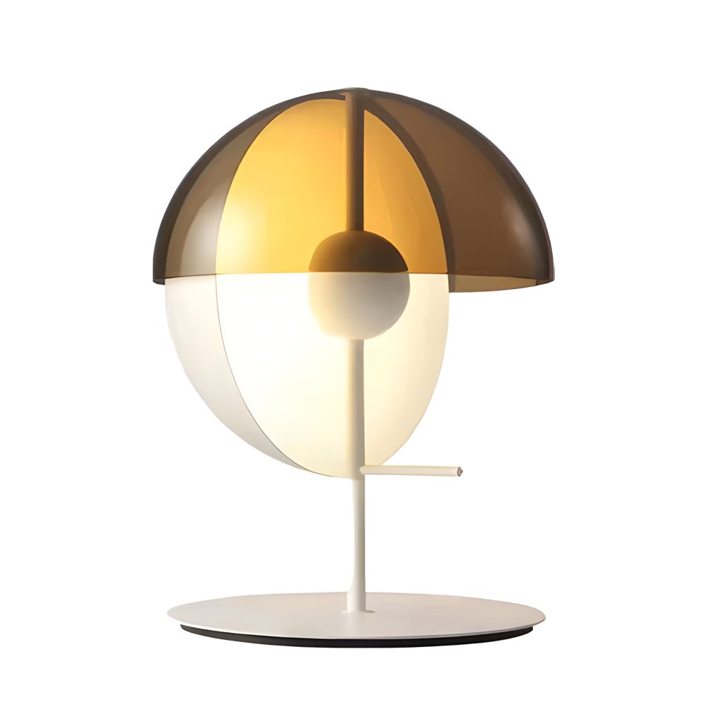 Amber Glass LED Table Lamp with Two Half-Spheres for Modern Living Room