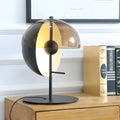 Amber Glass LED Table Lamp with Two Half-Spheres for Modern Living Room