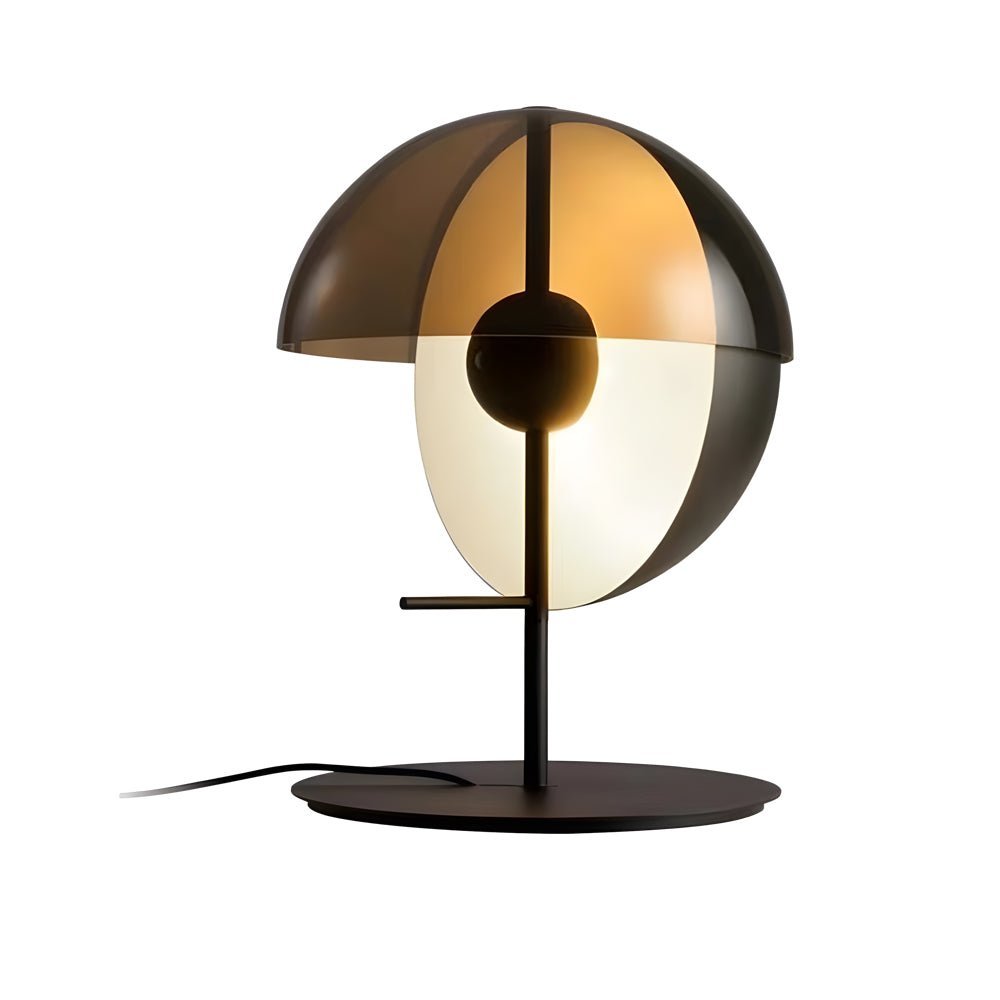 Amber Glass LED Table Lamp with Two Half-Spheres for Modern Living Room