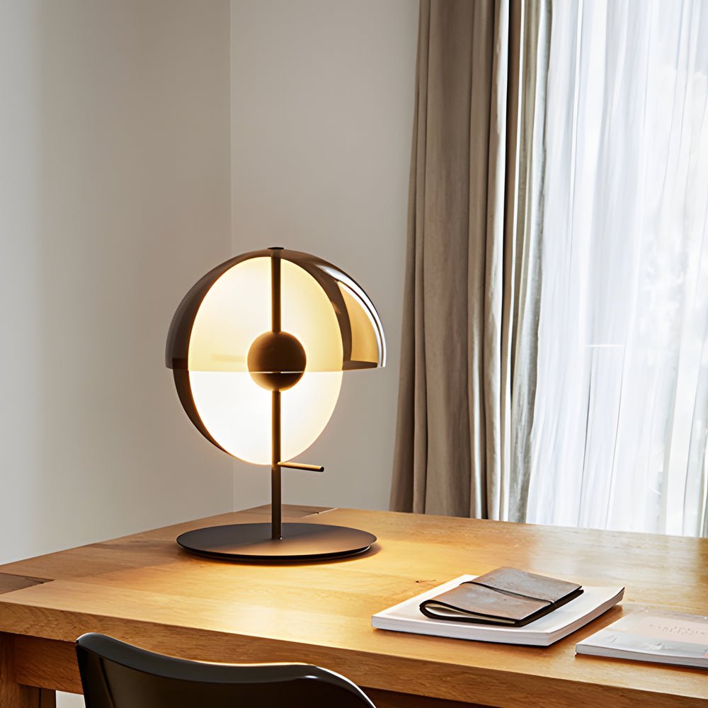 Amber Glass LED Table Lamp with Two Half-Spheres for Modern Living Room