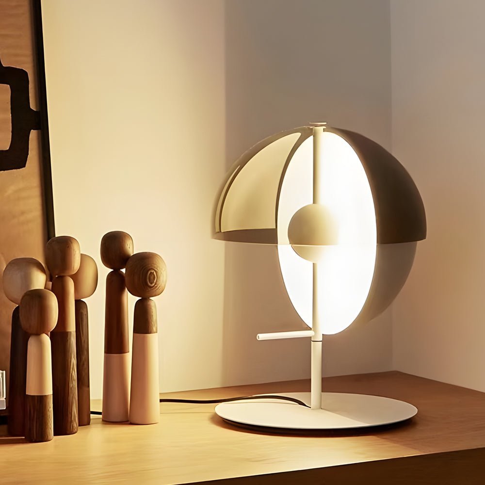 Amber Glass LED Table Lamp with Two Half-Spheres for Modern Living Room