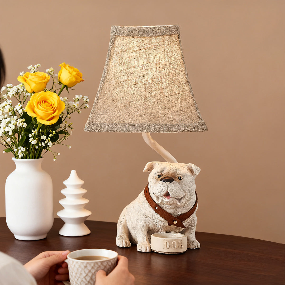 Elegant Mid-Century White Resin Dog Table Lamp for Living Room Decor