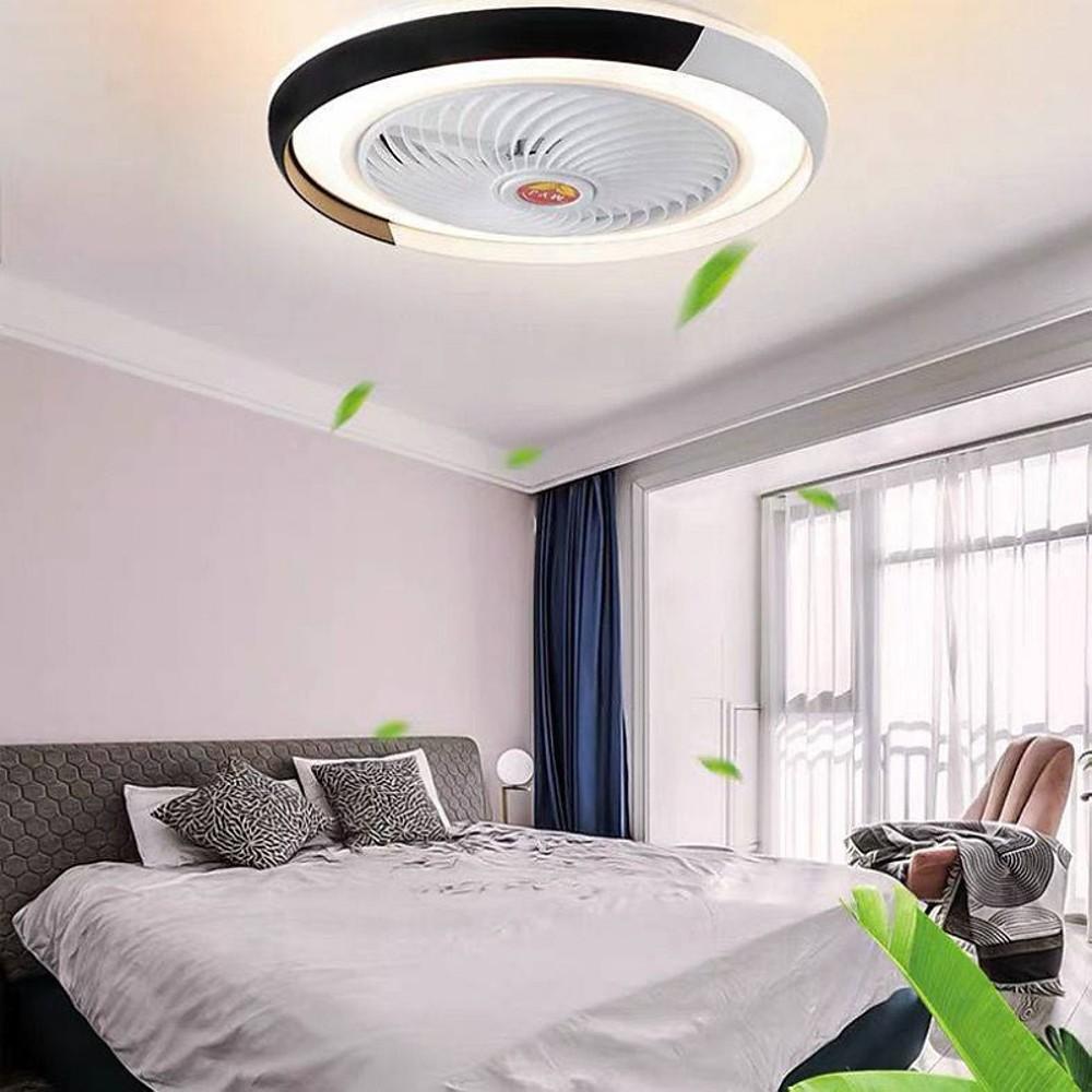 Contemporary White Bladeless LED Ceiling Fan with Dimmer for Bedroom