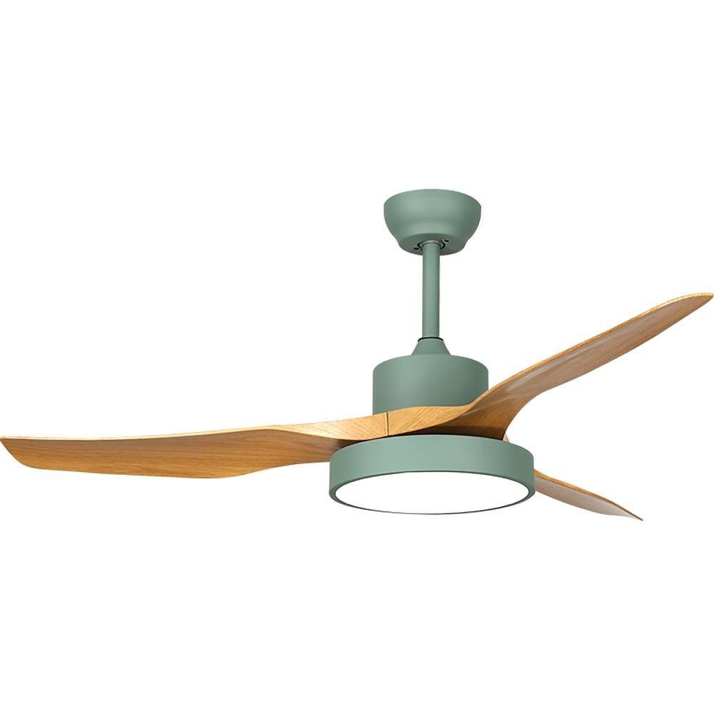Rustic 3-Blade Wood Ceiling Fan with LED Light for Living Room Bedroom