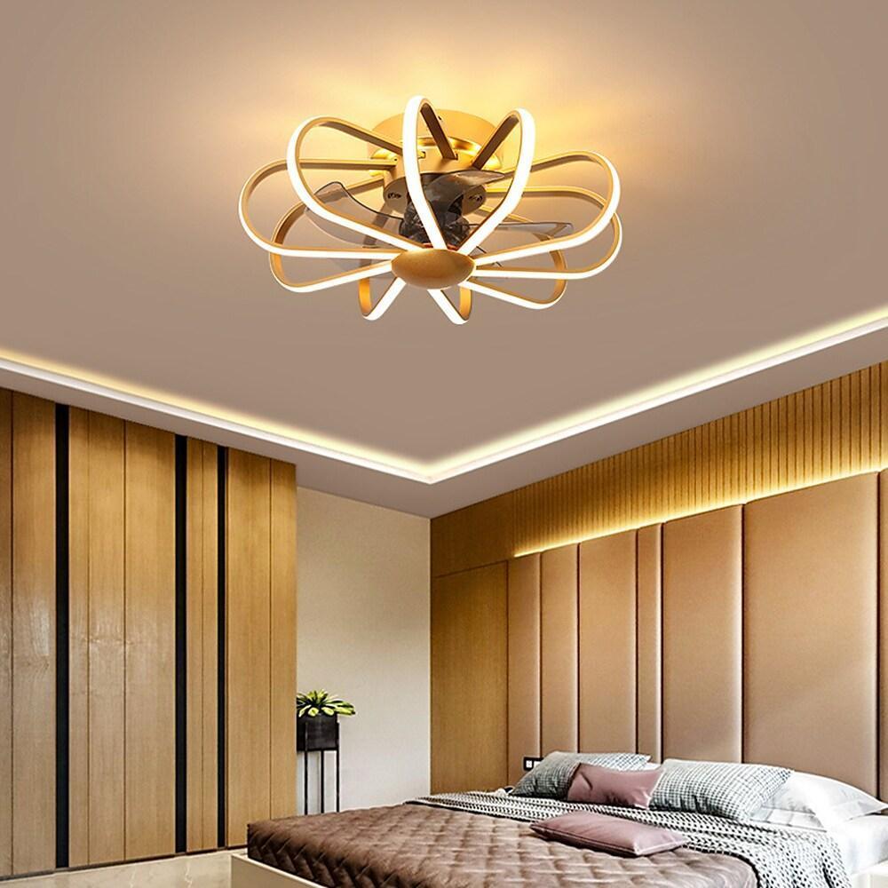 5-Blade Modern Black Ceiling Fan with LED Lights for Living Room
