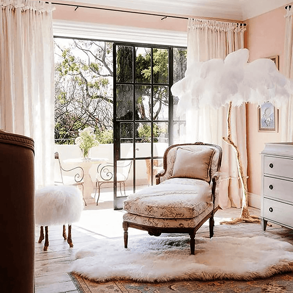 Luxurious White Ostrich Feather Floor Lamp for Living Room Bedroom Deco