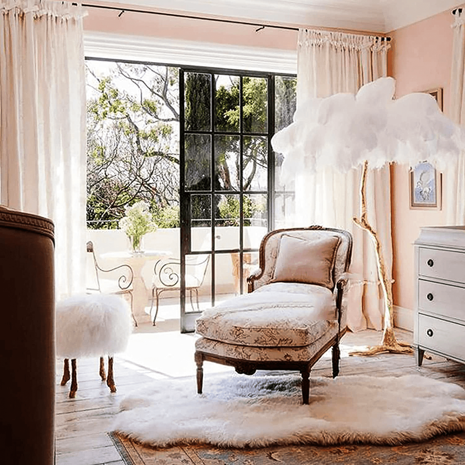 Luxurious White Ostrich Feather Floor Lamp for Living Room Bedroom Deco