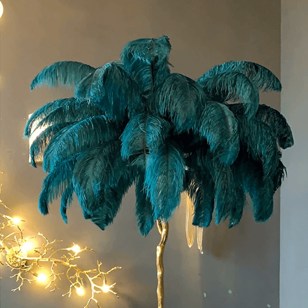 Luxurious White Ostrich Feather Floor Lamp for Living Room Bedroom Deco