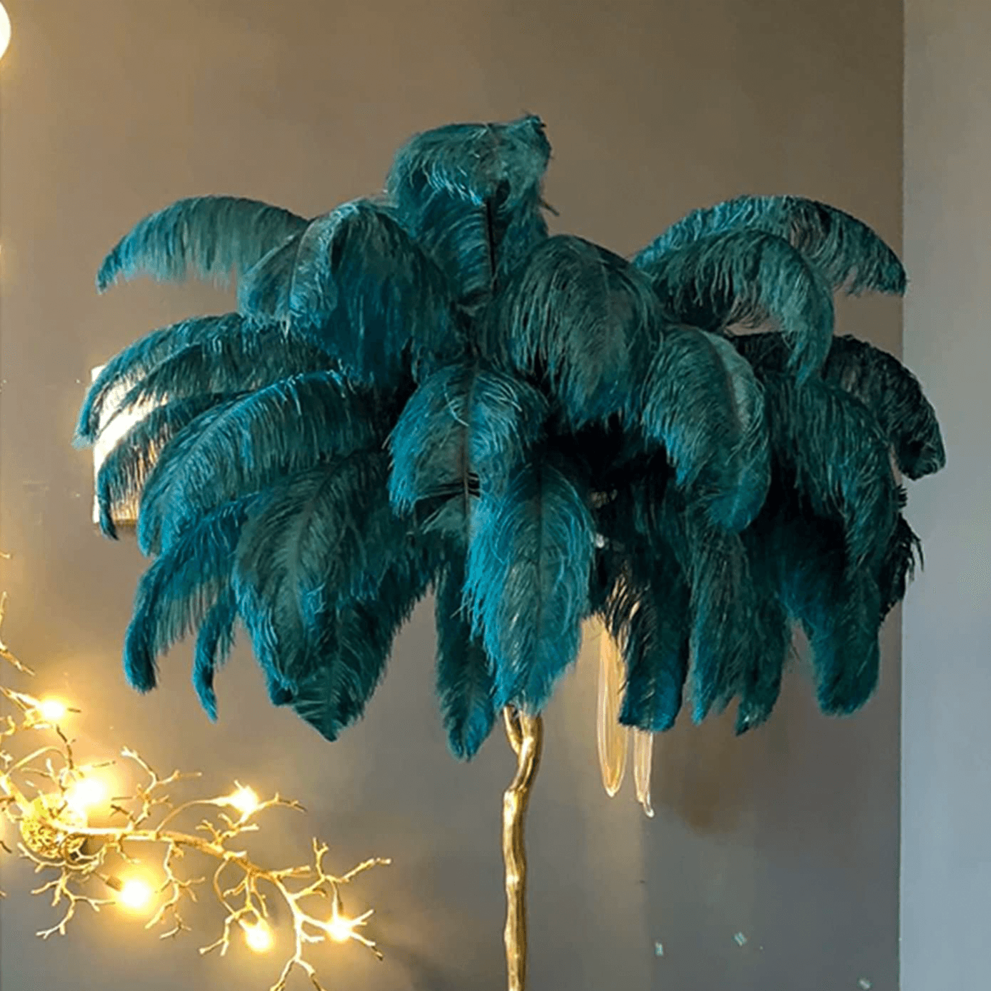 Luxurious White Ostrich Feather Floor Lamp for Living Room Bedroom Deco