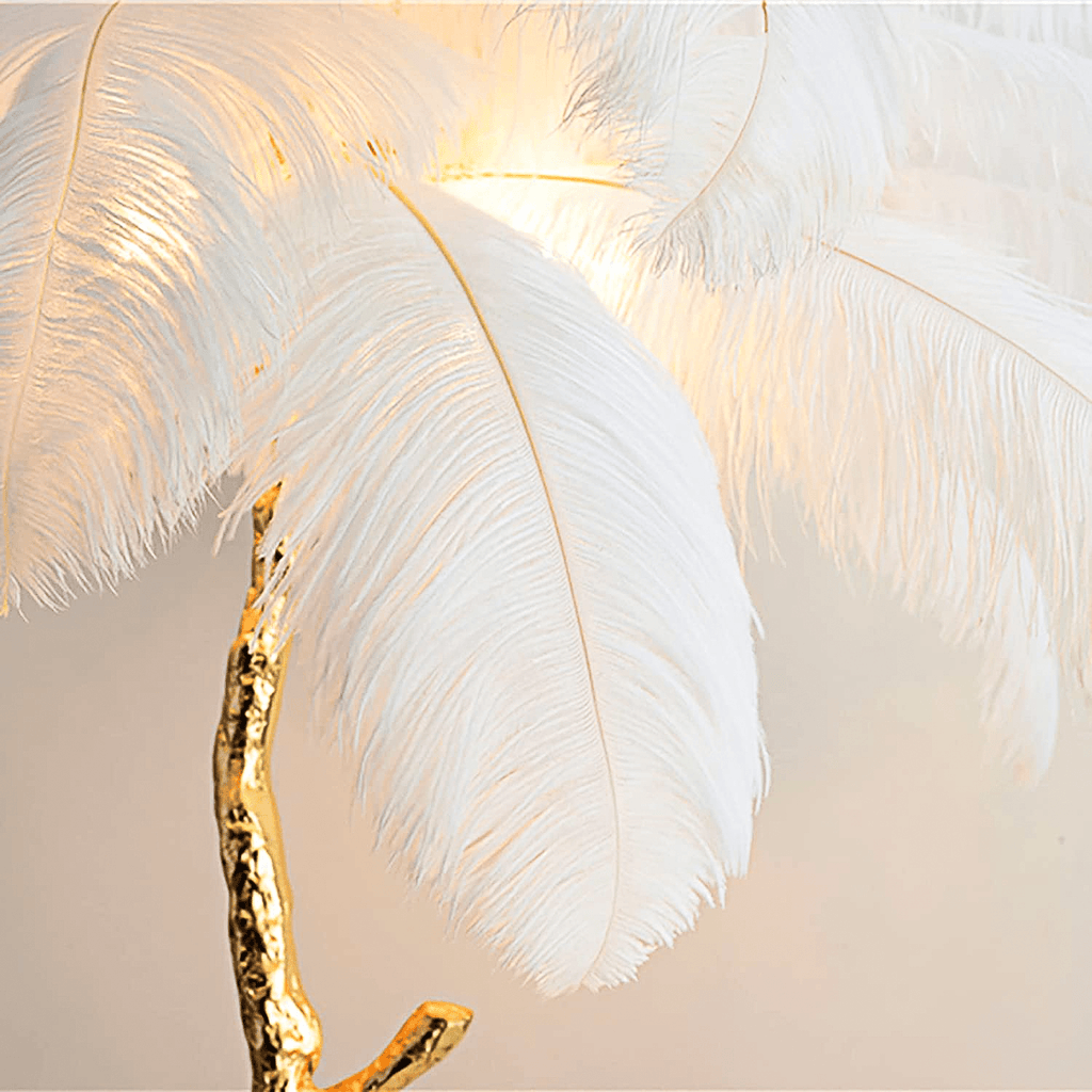 Luxurious White Ostrich Feather Floor Lamp for Living Room Bedroom Deco