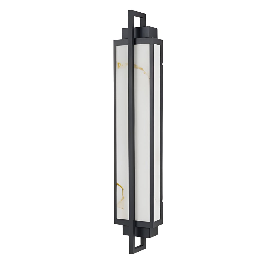 Modern Black Alabaster Outdoor Wall Sconce Linear Light for Patio Decor