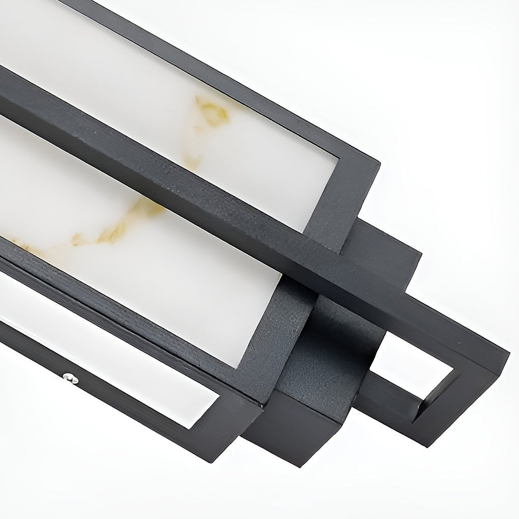 Modern Black Alabaster Outdoor Wall Sconce Linear Light for Patio Decor