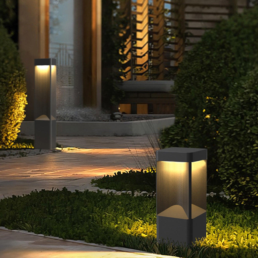 Modern Waterproof LED Bollard Light - Outdoor Landscape Lighting in Gray