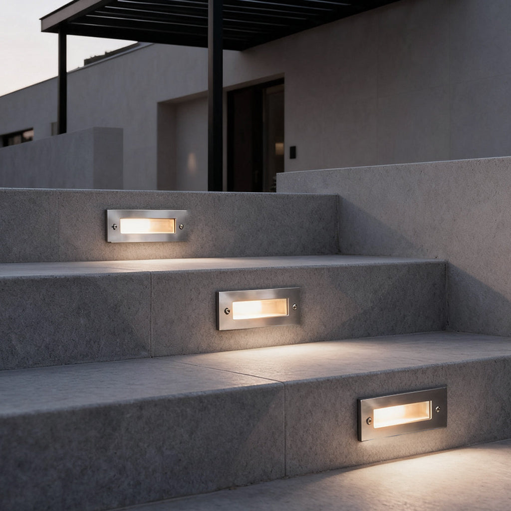 Warm White LED Embedded Brick Stair Wall Lights for Outdoor Spaces