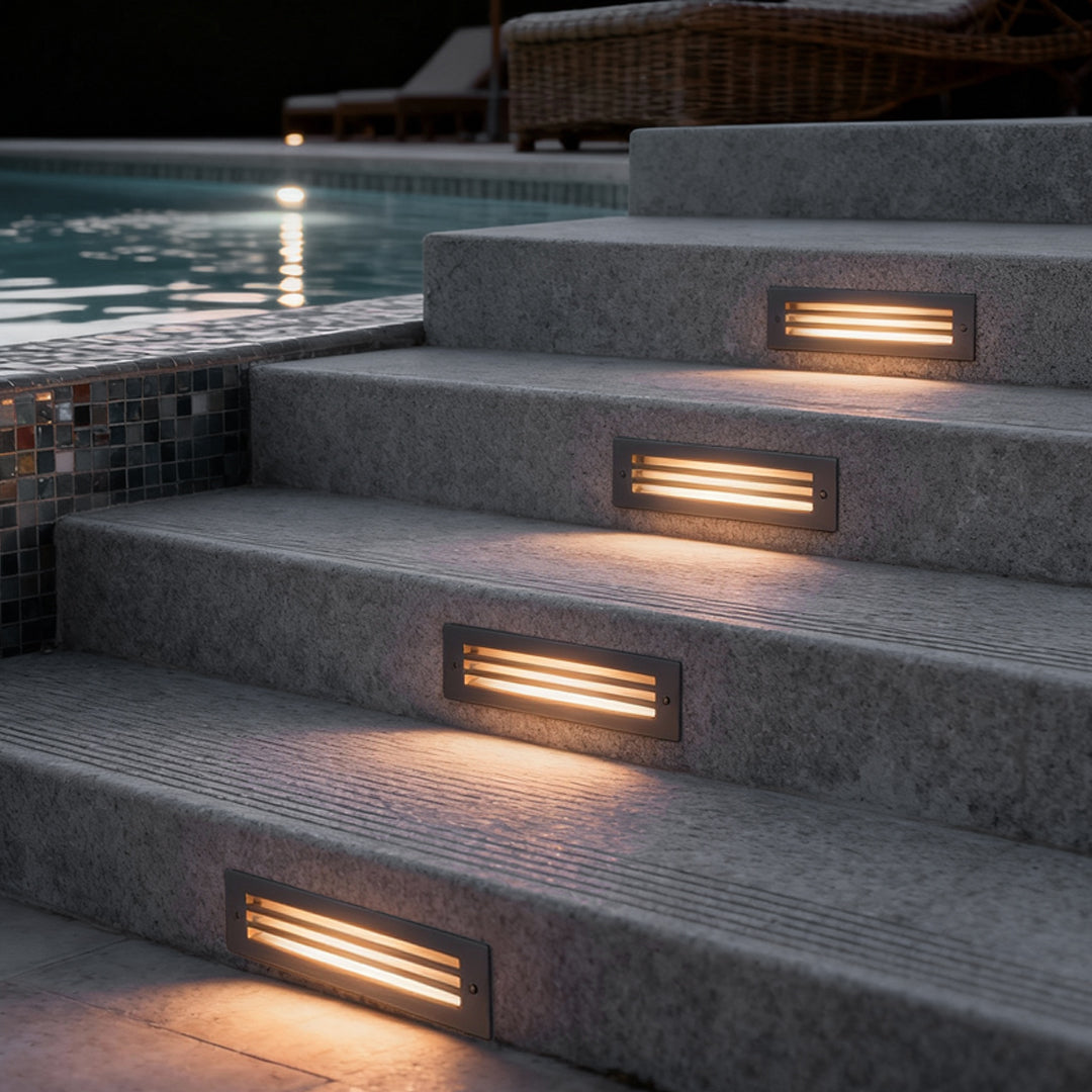 Modern LED Brick Embedded Step Lights for Outdoor Stair Walls