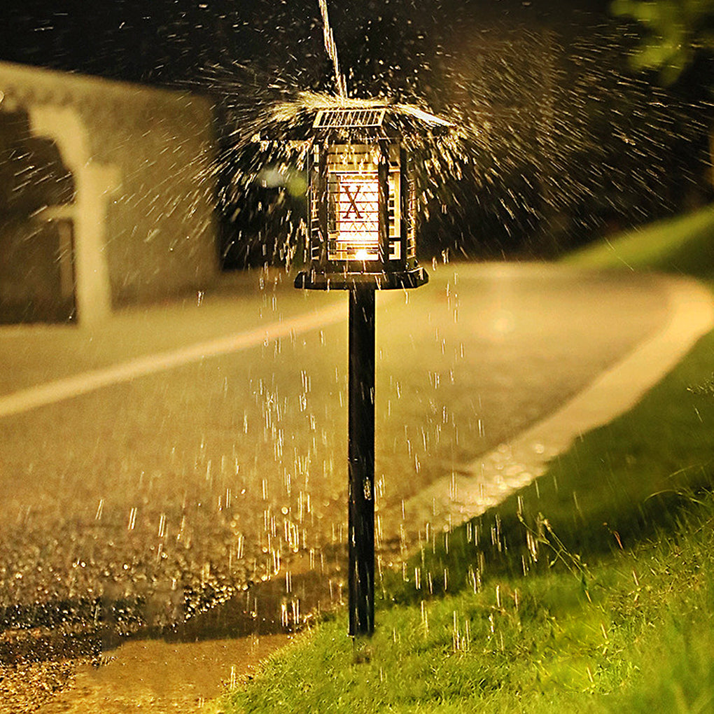 Solar-Powered Waterproof Metal Outdoor Bug Repellent Lantern Light