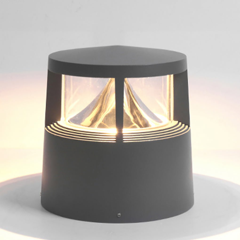 Contemporary Black Aluminum Short Bollard Light for Outdoor Lawn Lighting