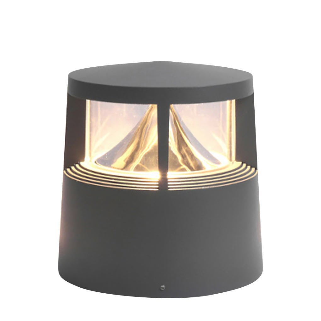 Contemporary Black Aluminum Short Bollard Light for Outdoor Lawn Lighting