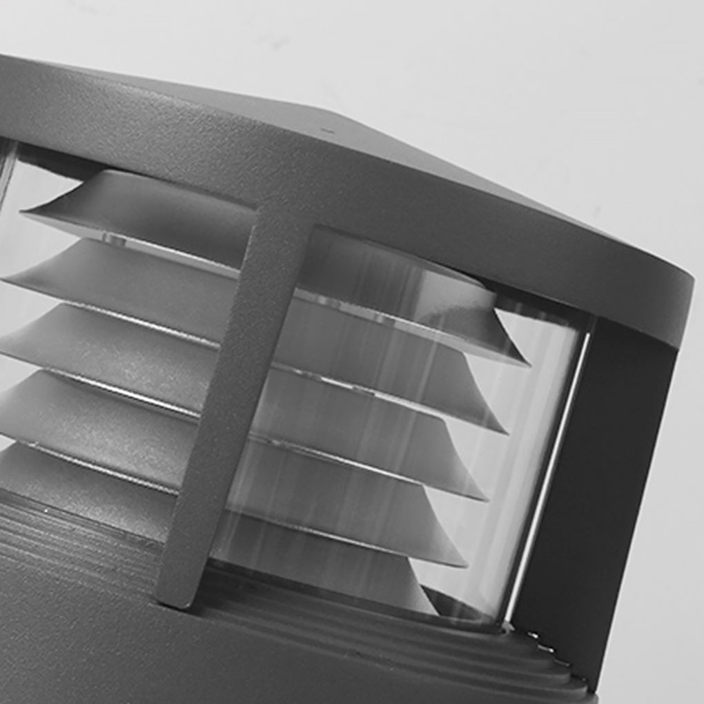 Contemporary Black Aluminum Short Bollard Light for Outdoor Lawn Lighting
