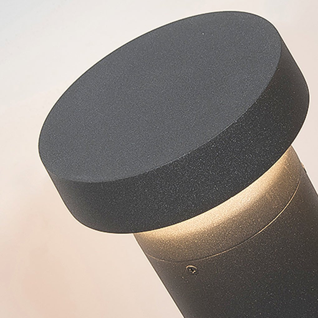 Durable Modern Black Cylinder LED Garden Bollard Lights for Landscape