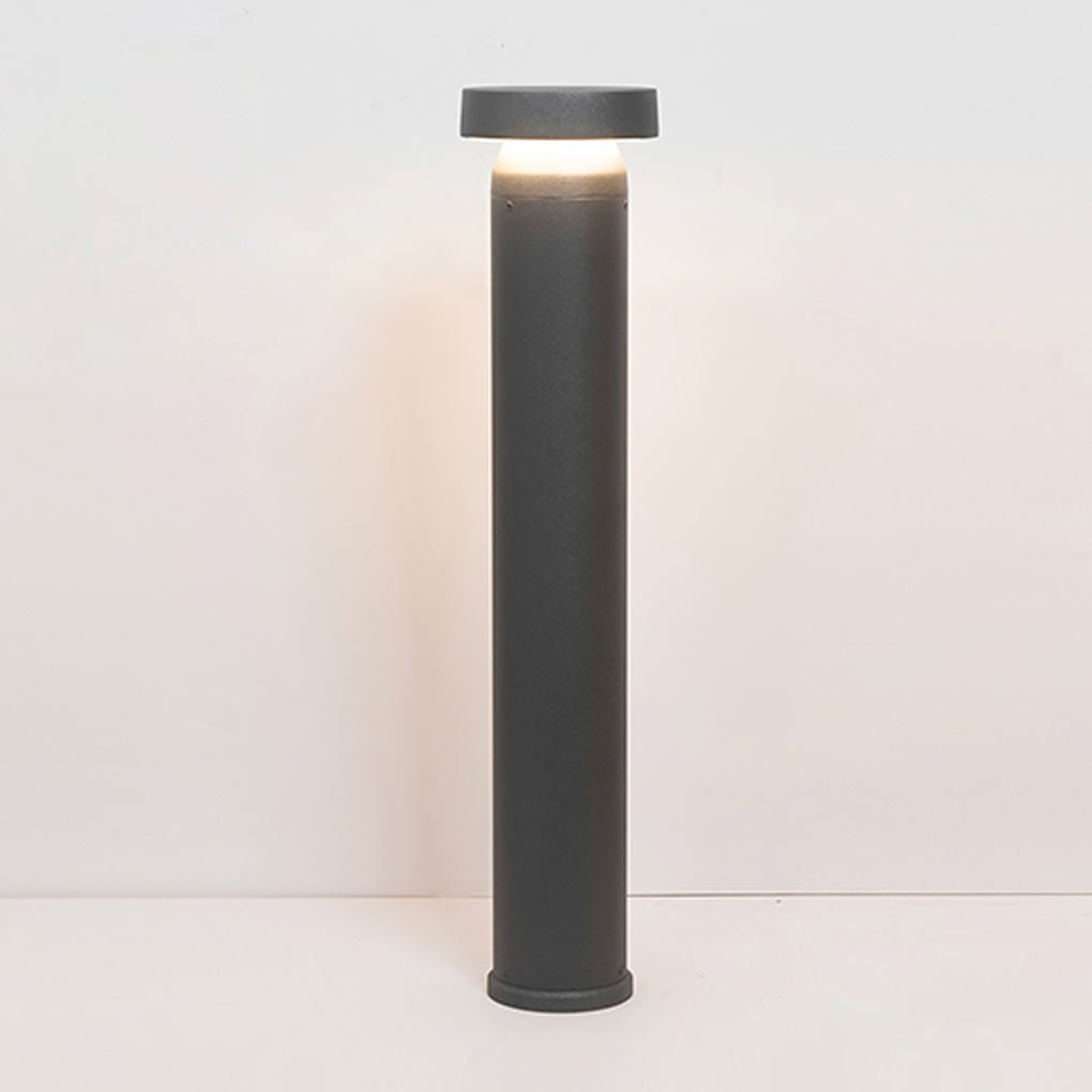 Durable Modern Black Cylinder LED Garden Bollard Lights for Landscape