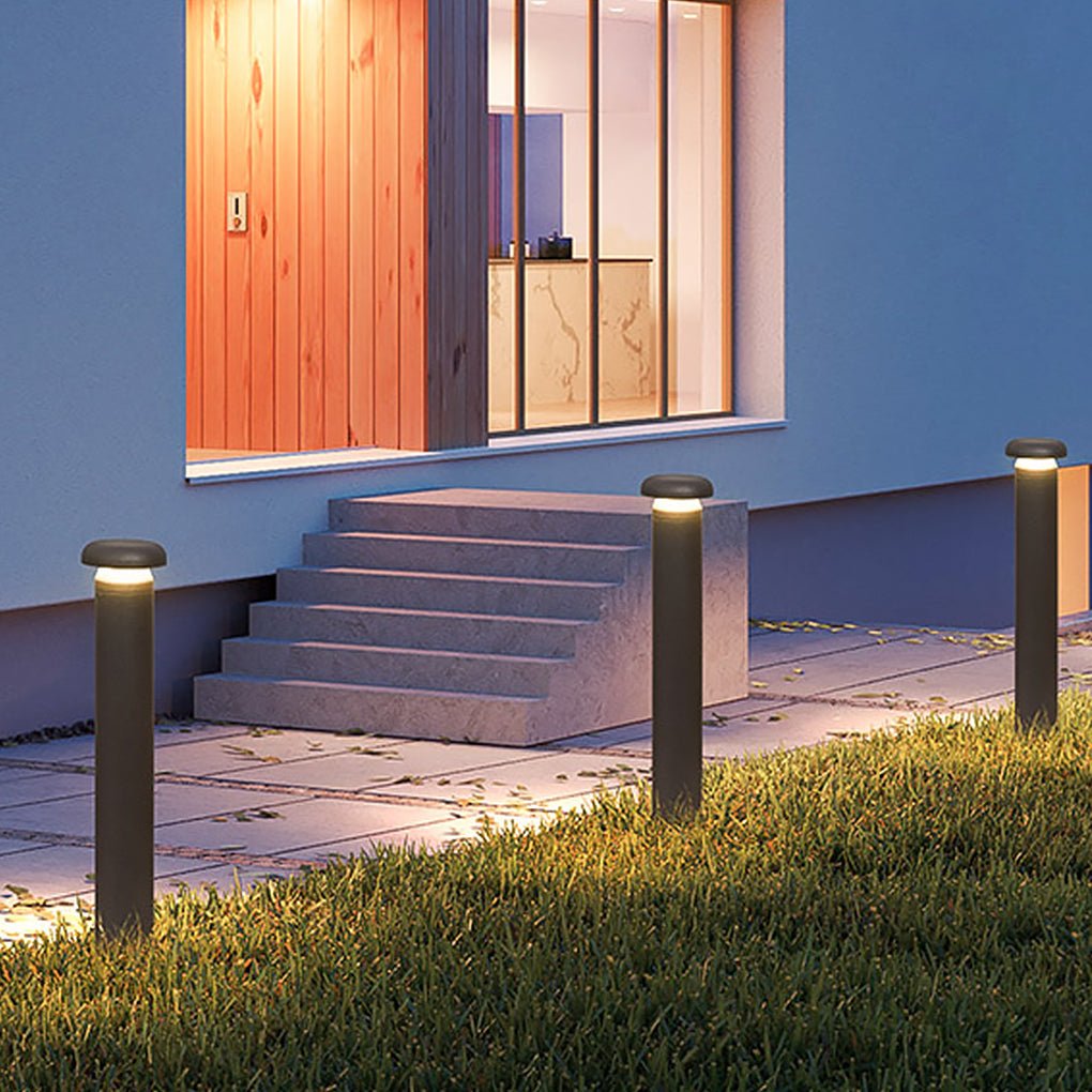 Durable Modern Black Cylinder LED Garden Bollard Lights for Landscape