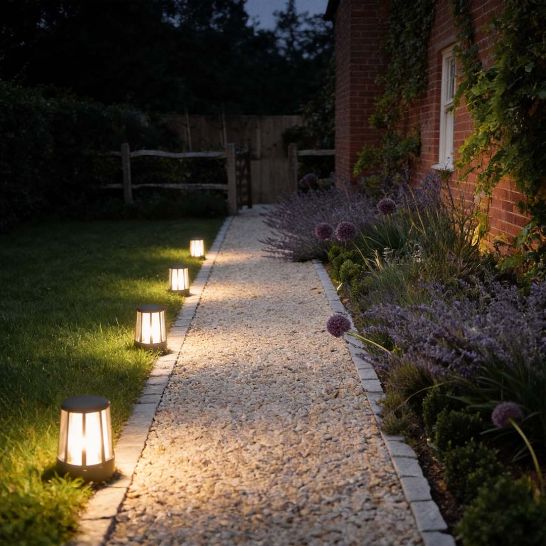 Round Waterproof LED Garden Path Lamp - Elegant Outdoor Lighting