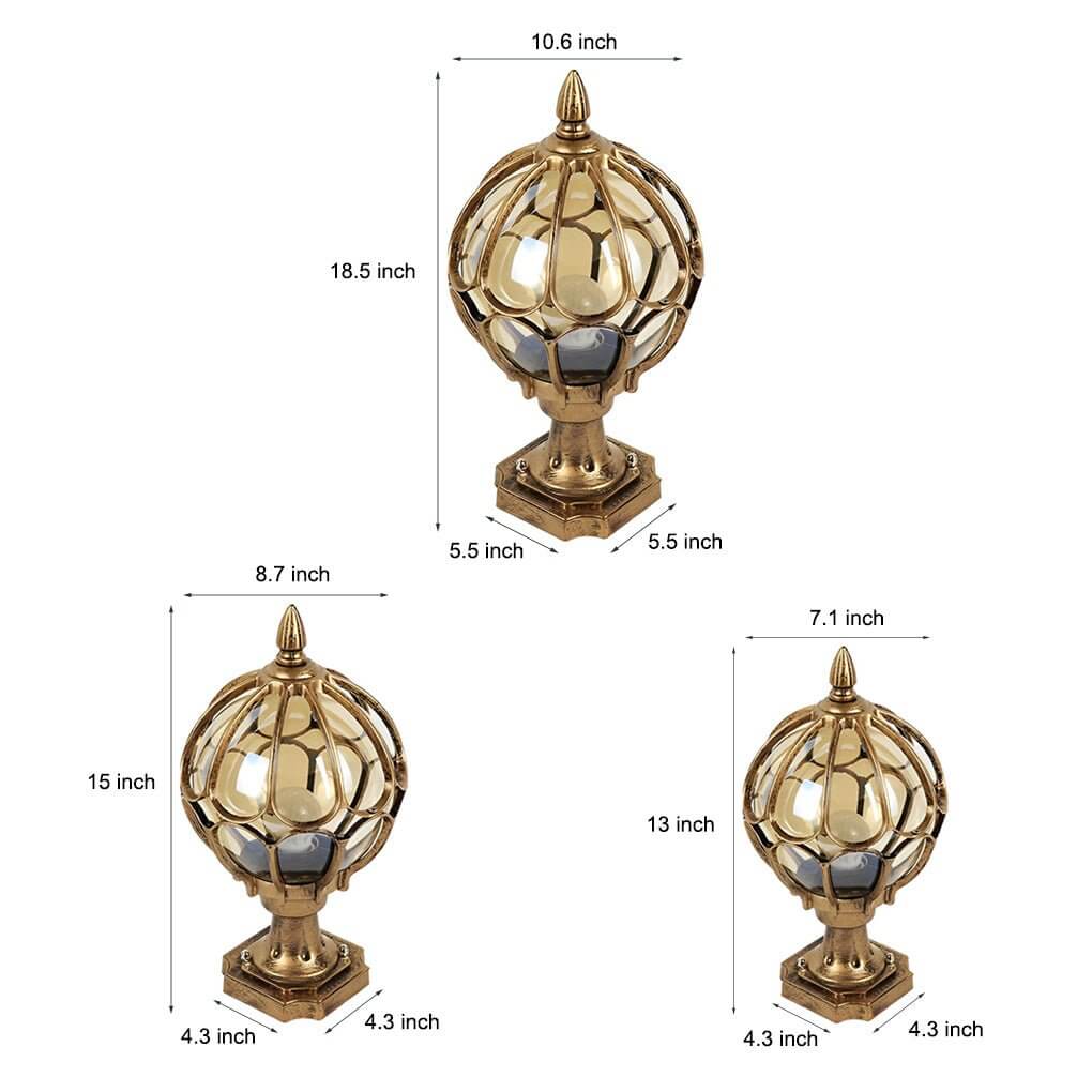 Vintage Copper-Finished Glass Globe Outdoor Post Light for Patios & Yards